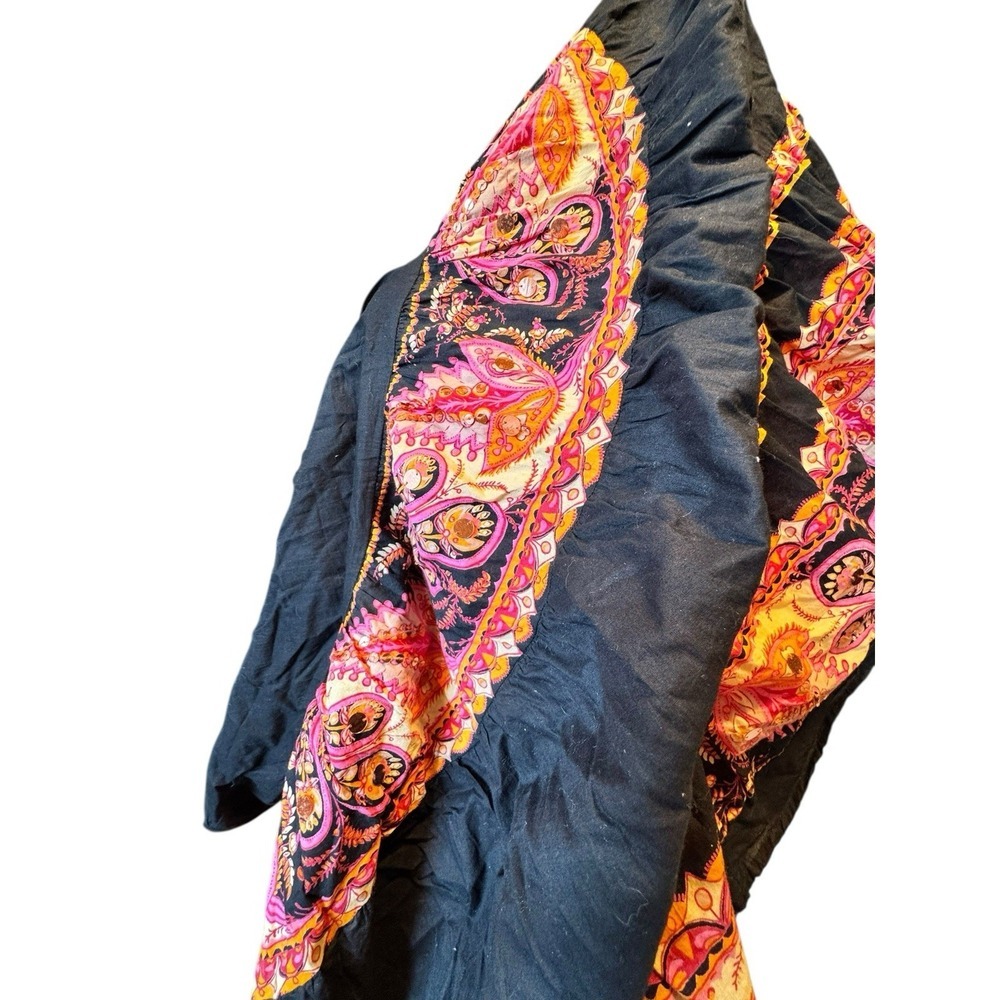 Angie Boho Strapless‎ Dress Black Pink Paisley Tiered Cotton Festival Tube Top M - Picture 7 of 10